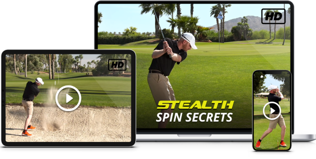 Image featuring Derek Deminsky's Stealth Spin Secrets training course, shown on a desktop, laptop, and mobile device.