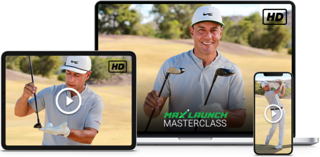 Image featuring Martin Chuck's Max Launch Masterclass training course, shown on a desktop, laptop, and mobile device.